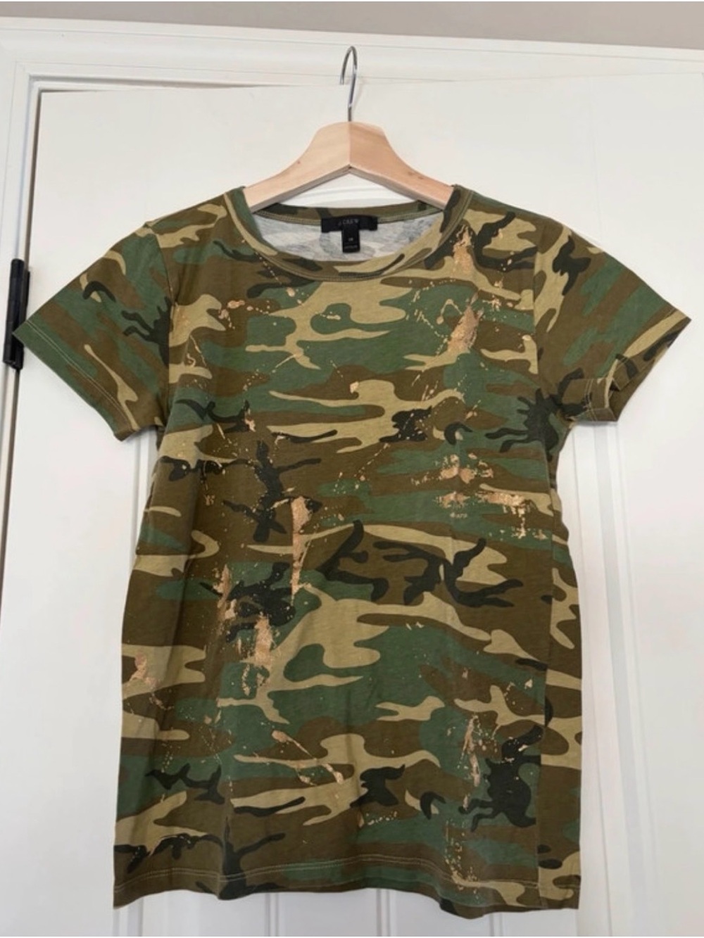 J. Crew Camo Tee with Metallic Splatter - Green/Tan